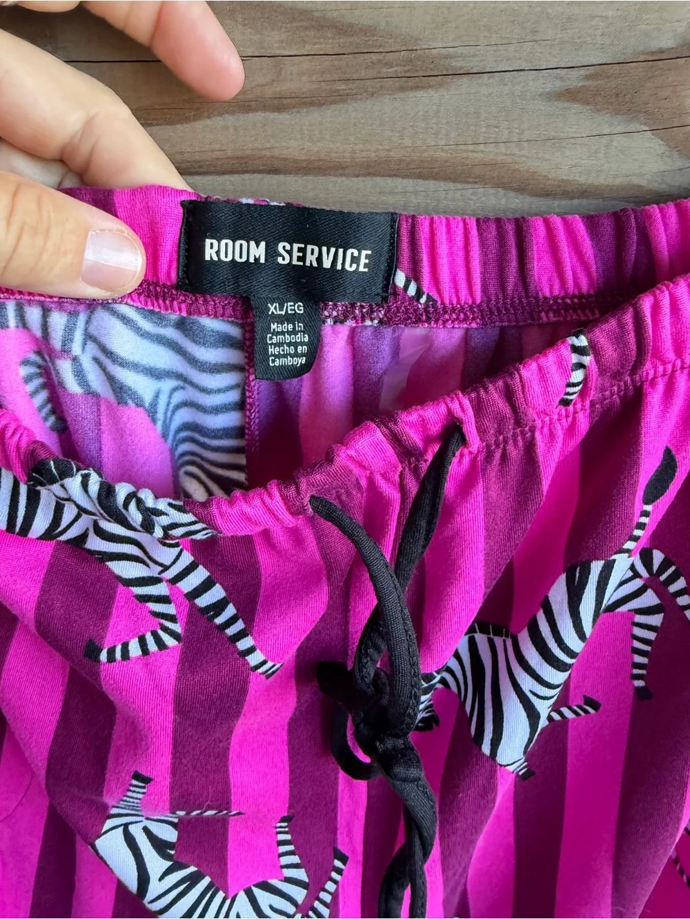 Women Hot Pink Zebra Stripe Pajama Set